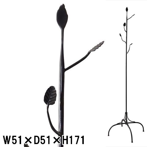 ポールハンガー 帽子掛 コート掛/リーフハンガー/アイアン/幅51 奥行51 高さ171