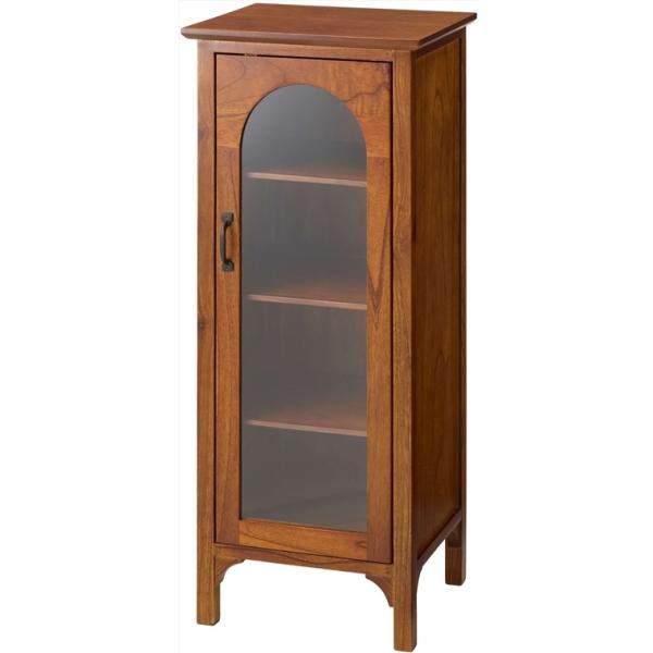 キャビネット 収納棚/天然木 ガラスドア/幅40 奥行35 高さ95
