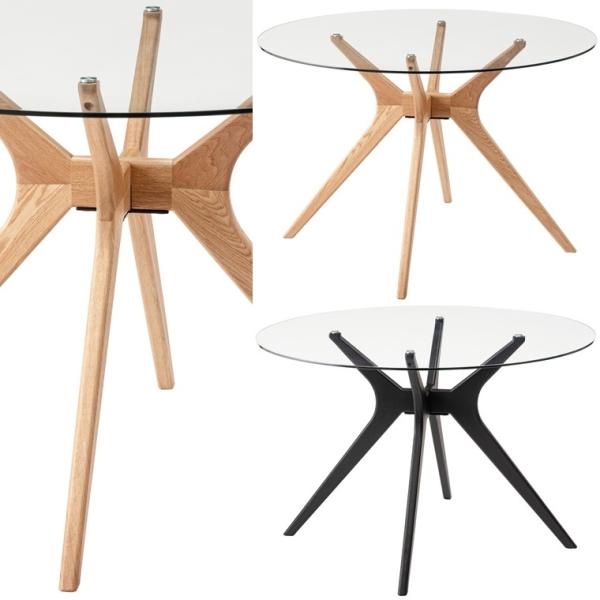 ダイニングテーブル 丸テーブル 円形/４人/ガラス天板/幅110 高さ72