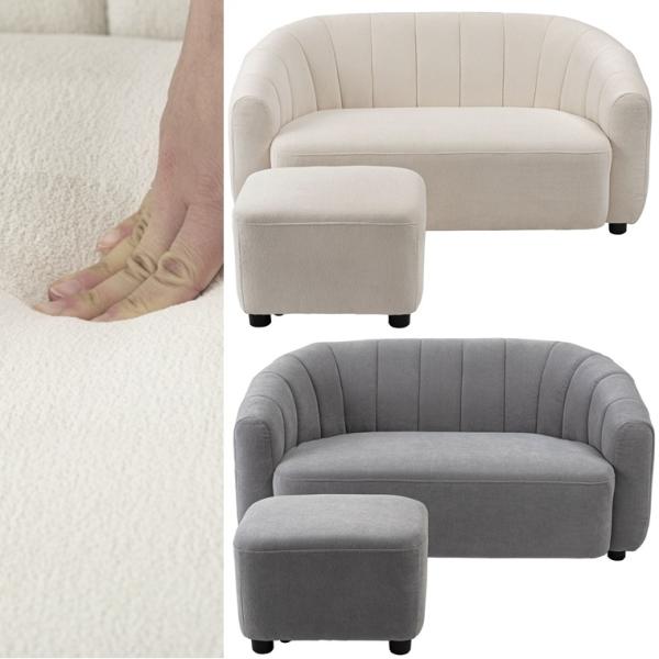 ソファー ソファ/二人掛け/オットマン付き/幅133 座面高36