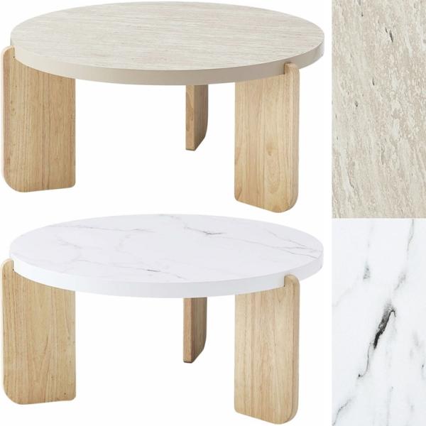 センターテーブル リビングテーブル/円形 ラウンドテーブル/大理石調天板/幅83 高さ38