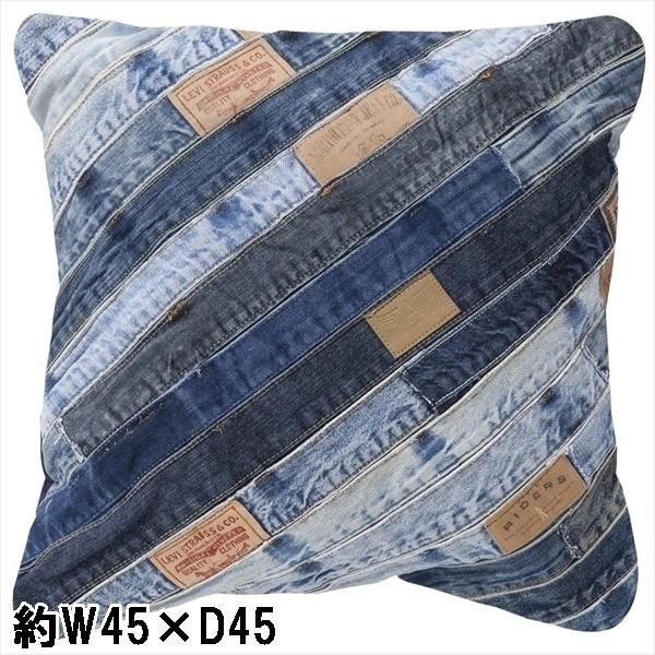 クッション/１個/45×45 厚さ16/ブルーパッチワーク