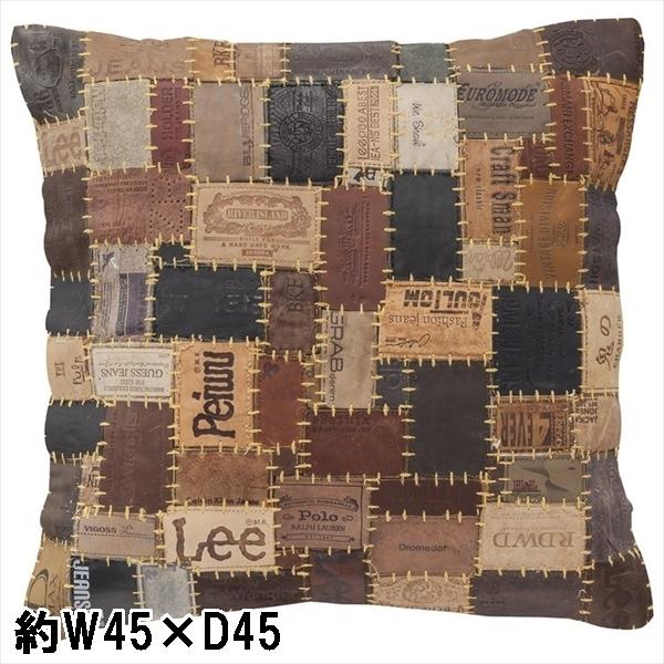 クッション/１個/45×45 厚さ16/ブラウンパッチワーク
