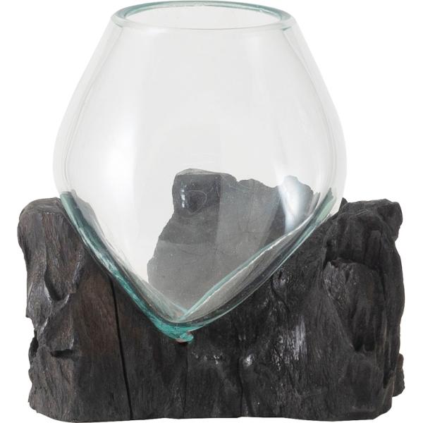 ガラスボール 天然木 流木 オブジェ/幅20〜30/１個