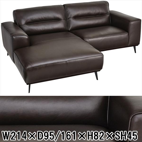 ソファー ソファ/カウチソファ/三人掛け/本革/幅214 奥行95/161 高さ82 座面高45/送...