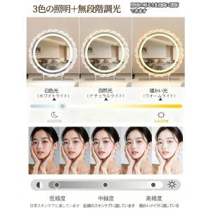 女優ミラー 卓上 花の形 化粧鏡 LEDライト...の詳細画像2
