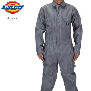 在庫限り ディッキーズ Dickies メンズ カバーオール 48977 Cotton Coverall フィッシャーストライプ Fisher Stripe ワークパンツ 長袖つなぎ