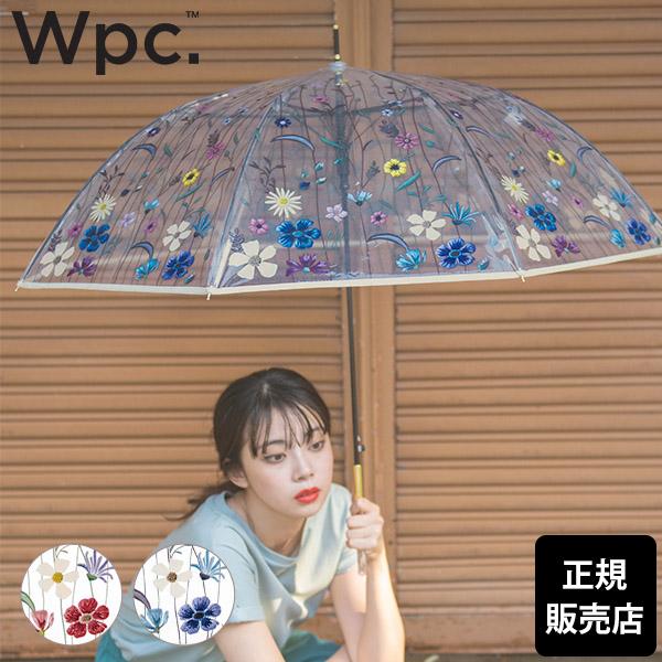 Wpc. 傘 雨傘 刺繍風アンブレラ ビニール傘 長傘 長雨傘 レディース 61cm ジャンプ傘 花...