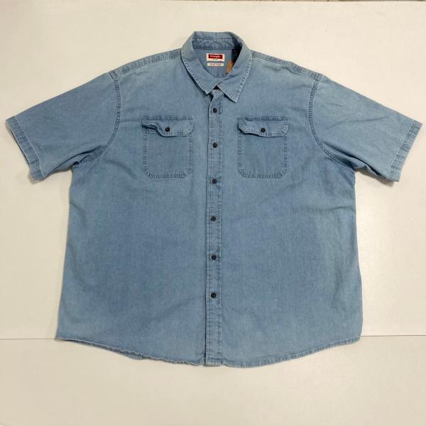 【古着】Wrangler（ラングラー）　ダンガリーシャツ　半袖　デニム風　3XLサイズ