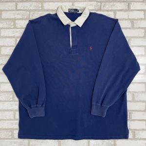 ポロ ラルフローレン 長袖ラガーシャツ 古着 無地 XL サイズ RALPH LAUREN