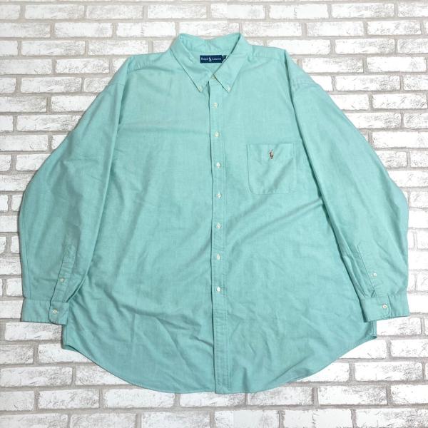 ラルフローレン 長袖シャツ 無地 古着 グリーン 4XL ビッグサイズ RALPH LAUREN　