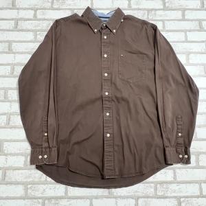 古着】Dixton 日本製 Mサイズ Y シャツ ワイシャツ 総柄 茶/緑