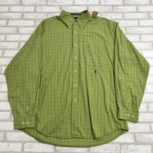 トミーヒルフィガー 長袖シャツ 古着 チェック柄 黄緑 2XL サイズ TOMMY HILFIGER｜lucidobell