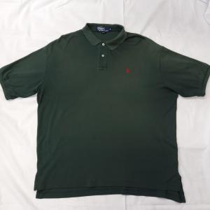 【古着】RALPH LAUREN（ラルフローレン）XL ポロ シャツ 半袖 ワンポイント コットン 綿 深緑(ダークグリーン) 中古　ブランド　Tシャツ