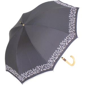 傘　レディース　晴雨兼用傘　さくら骨　ボーダーリーフ 　UVカット９９％以上 　撥水＆強力防水加工｜lucille