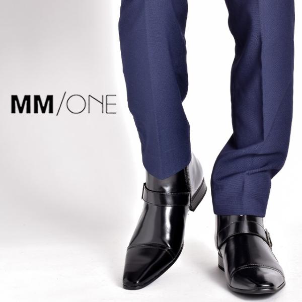 ショートブーツ メンズ ブーツ ビジネスブーツ MM/ONE エムエムワン サイドジップ カジュアル...