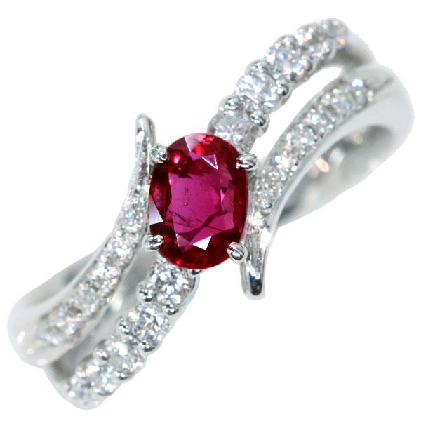 ルビー リング/指輪 0.485カラット プラチナ900 PT900 美しい赤 曲線美 /赤(レッド...