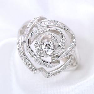 【在庫限り】ダイヤモンド 0.30ct  リング/指輪 K18 PG WG PT ローズ（薔薇）のようなエレガントさ /白・透明(ホワイト)/受注生産品・新品/届30｜luck-jewel