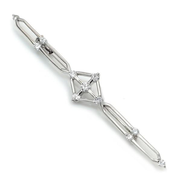 ダイヤモンド ブローチ 0.50カラット プラチナ PT900/K14WG(金具) シンプル シャー...