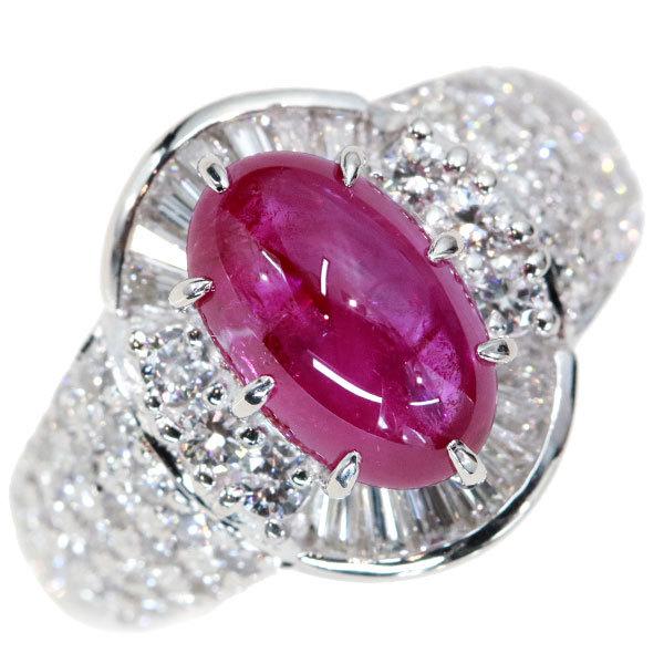 ルビー リング/指輪 4.355カラット プラチナ900 PT900 誇らしい膨らみと透明度 艶たっ...