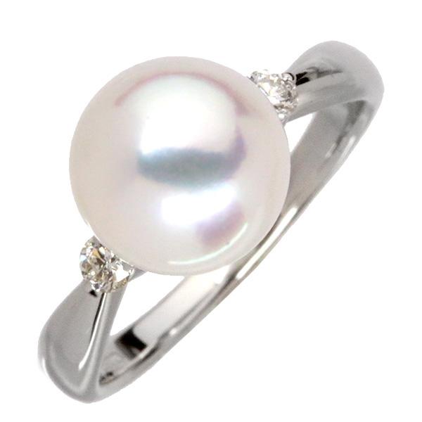 白蝶真珠/パール リング/指輪 9.1ミリ位 プラチナ900 PT900 一粒 シンプル セレクショ...