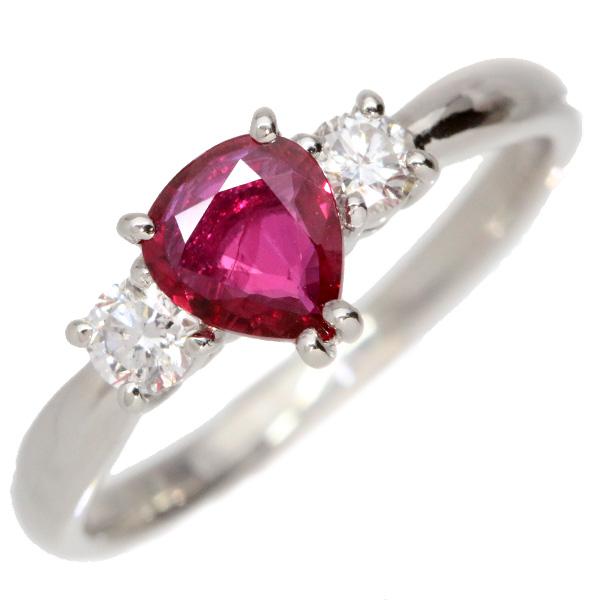 ルビー リング/指輪 0.550カラット プラチナ900 PT900 シンプル 濃厚な赤 鑑別書付 ...