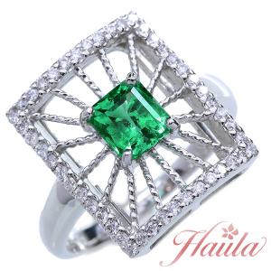 エメラルド ネックレス 1.47ct PT900/PT850 ダイヤモンドのシルエット