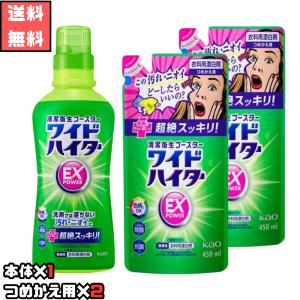 ワイドハイター EXパワー 本体(560ml)×1つめかえ用(450ml)×2セット 除菌 衣料 漂白剤 ハイター 色柄対応 濃縮 防カビ 消臭 洗濯槽洗浄 Kao 業務