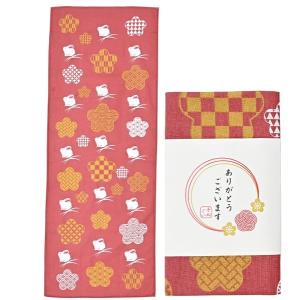 「ありがとうございます」和柄文様手ぬぐい梅小紋うさぎ 100個以上販売 てぬぐい和柄 手拭い ご挨拶品 ギフト 販促品・景品・ノベルティ