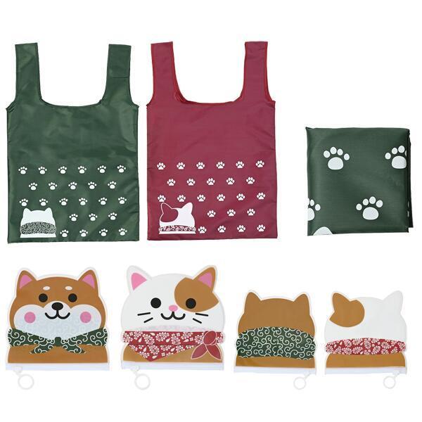 わんにゃんエコバッグ（PVCポーチ付き）80個以上販売 携帯エコバッグ 販促品・記念品・お祝い品・ノ...