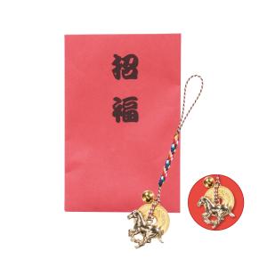 お正月景品 招福干支五円(ご縁)根付 午 100個販売 縁起の良い５円(ご縁）を付けた商品です 午年　縁起物　馬 ノベルティ・景品・粗品