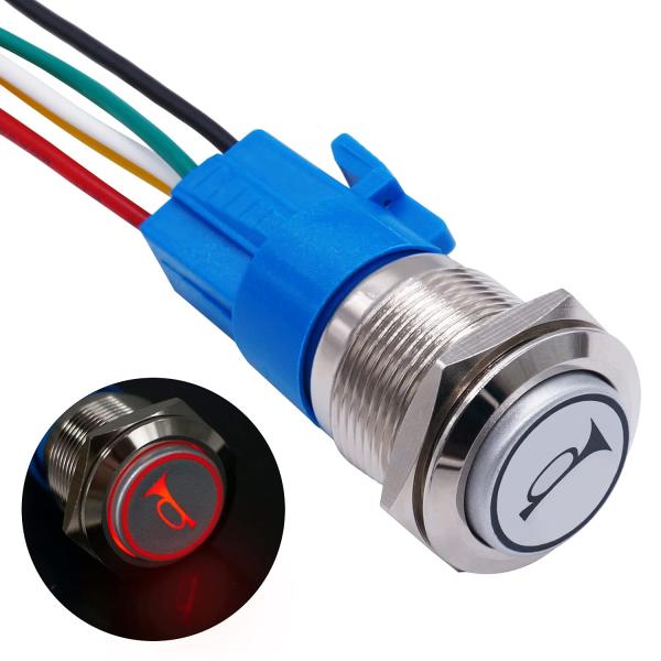 【並行輸入品】TWTADE/19MM 12V Car Horn Push Button Red LE...
