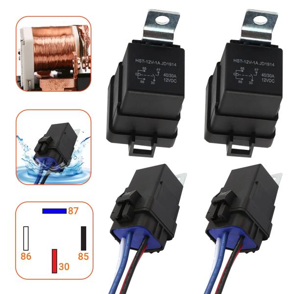 【並行輸入品】MQparts 2パック 40/30 AMP 12V DC 4ピン 防水リレーとハーネ...