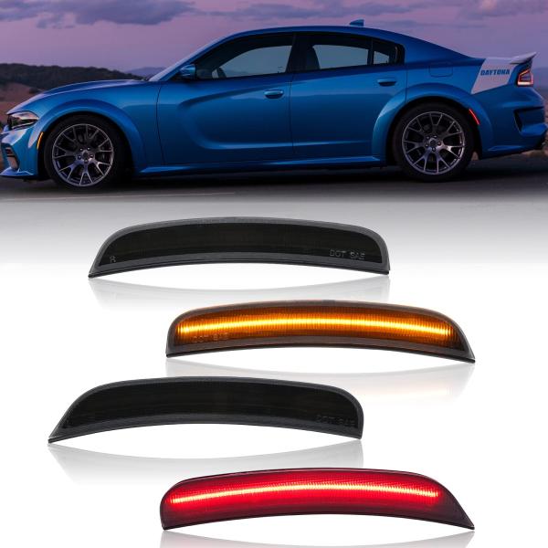 【並行輸入品】R&amp;F Auto LEDアンバーレッドサイドマーカーライト 4個 充電器 (2015 ...