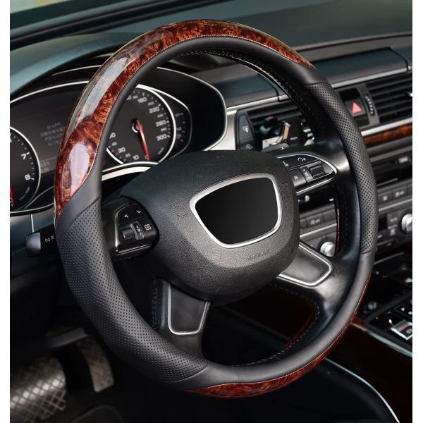 【並行輸入品】ZHOL 16インチ レザー 木目調 ハンドルカバー F150 F250 F350 R...