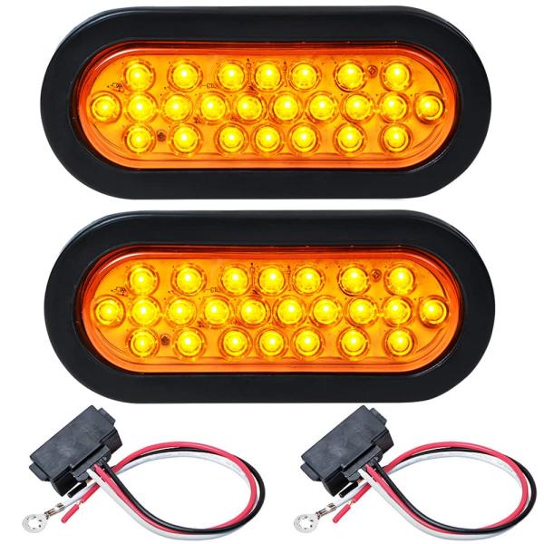 【並行輸入品】Astra Depot 2X 6 楕円形 24 LED アンバー ウィンカーライト グ...