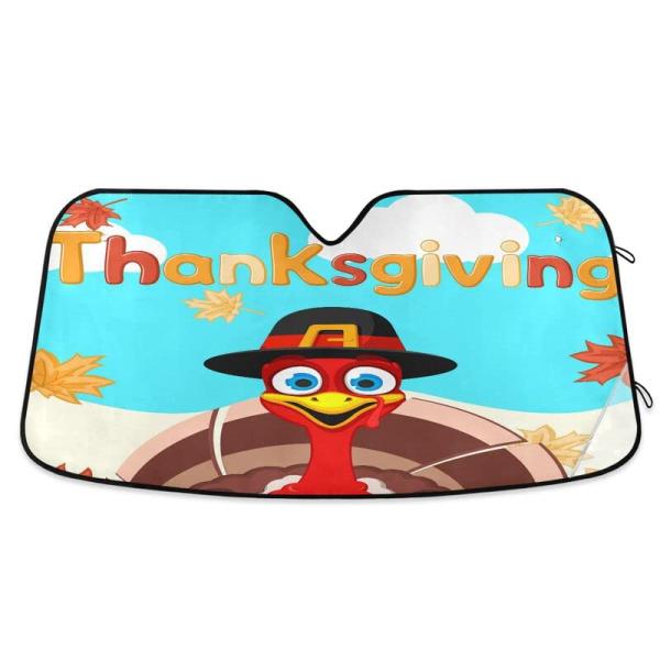 【並行輸入品】Happy Autumn Turkey Car Windshield Sun Shad...
