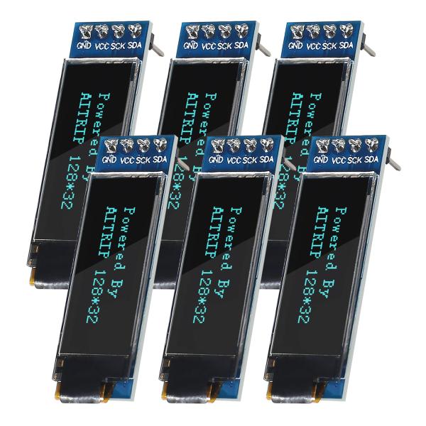 【並行輸入品】AITRIP 6 PCS 0.91 inch I2C SSD1306 128x32 P...