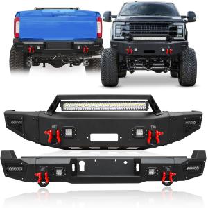 【並行輸入品】IGLDIPUO 2017 F250 フロントバンパーとリアバンパー ウィンチプレート、センサーホール、LEDライト付き 2017