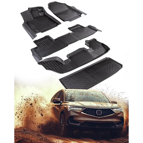 【並行輸入品】アキュラ MDX フロアマット 2024 2023 2022 1列目2列目&amp;3列目カー...