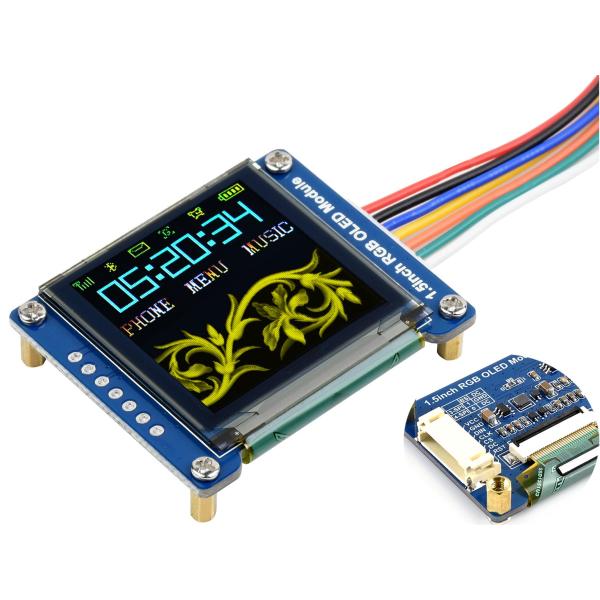 【並行輸入品】Wonrabai Waveshare 1.5インチ RGB OLED ディスプレイモジ...