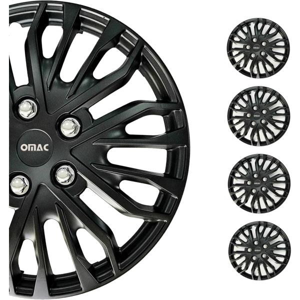 【並行輸入品】OMAC ブラックハブキャップ 16インチ 4個セット、Tapas para Rine...