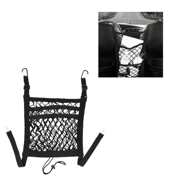 【並行輸入品】3層構造のカーメッシュオーガナイザー、フロントシート間のカーゴティッシュパースホルダー...
