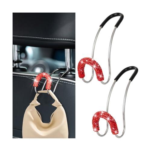 【並行輸入品】KHGUZ キラキラ光る車のヘッドレストフック 2個 クリスタルラインストーン 車両シ...