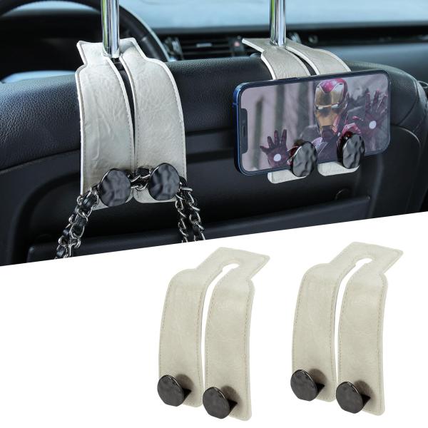 【並行輸入品】URIZZD レザーカーシートフック ヘッドレスト用 車両ハンガー収納オーガナイザー ...