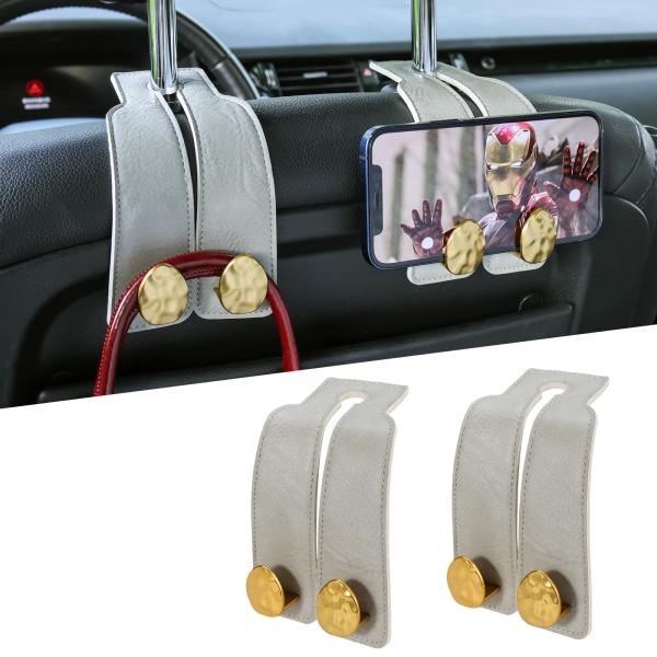 【並行輸入品】URIZZD レザーカーシートフック ヘッドレスト用 車両ハンガー収納オーガナイザー ...