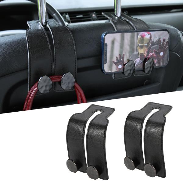 【並行輸入品】URIZZD レザーカーシートフック ヘッドレスト用 車両ハンガー収納オーガナイザー ...