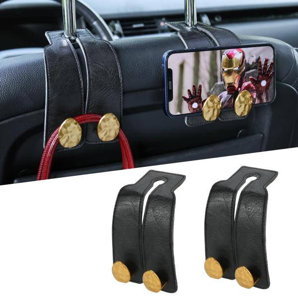 【並行輸入品】URIZZD レザーカーシートフック ヘッドレスト用 車両ハンガー収納オーガナイザー ...