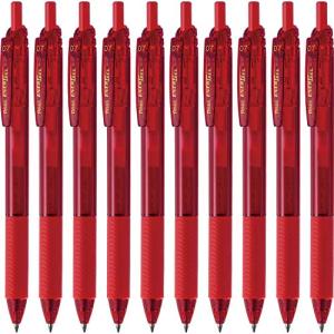 ぺんてる ゲルインキボールペン エナージェルS 0.7mm 赤 10本 BL127-B