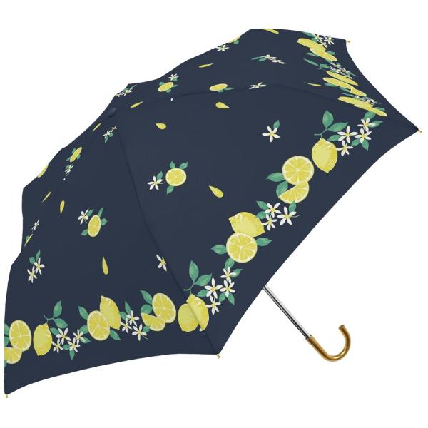 ☆ シトロン/ネイビー ☆  シルバーコーティング 雨晴兼用 55cm 降りたたみ傘 折りたたみ傘 ...